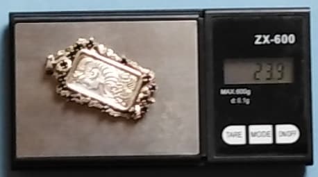 PAMP 999.0 Fine Silver Ingot In Sterling Pendant